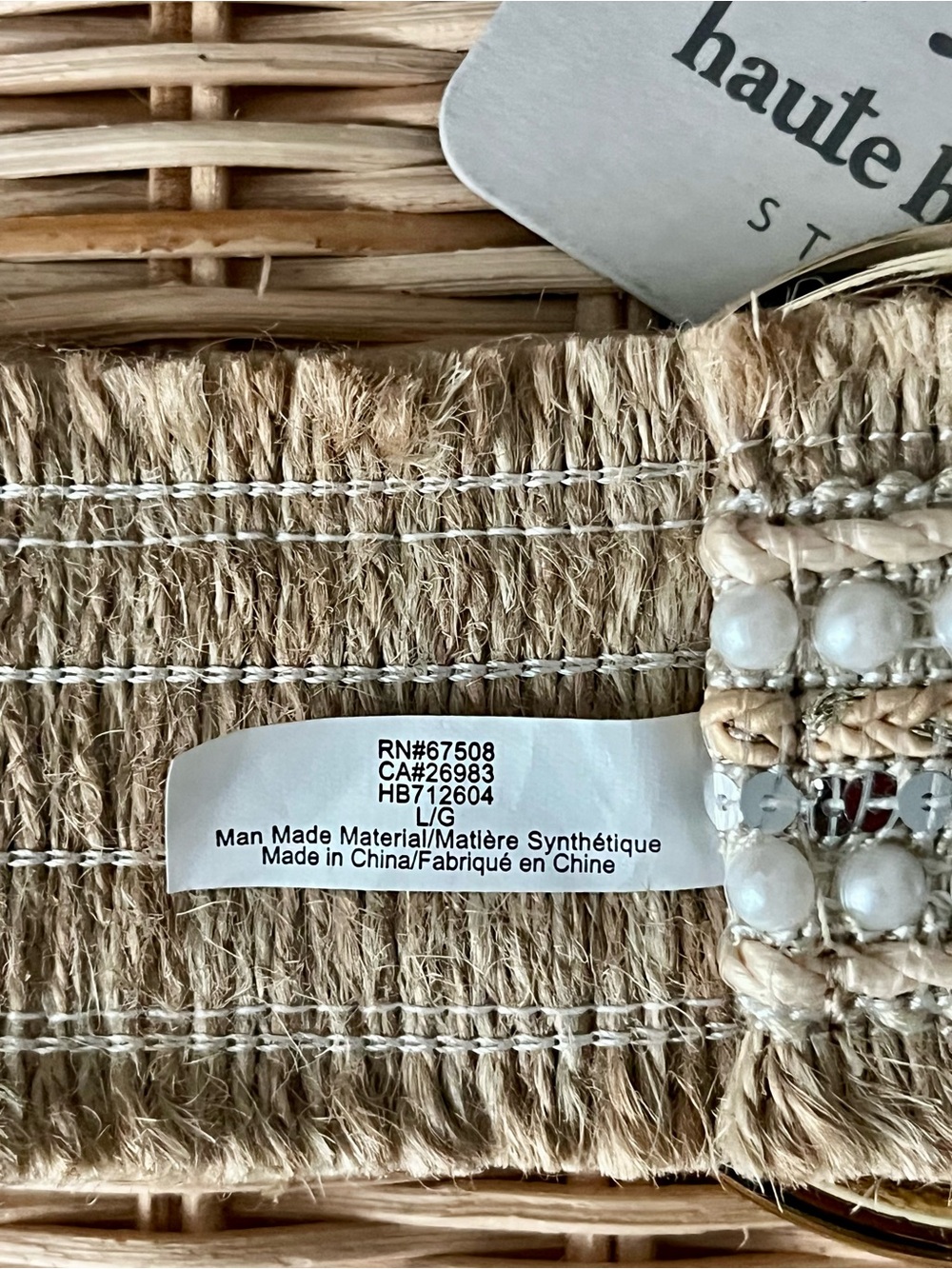 NWT Haute Hippie Style Boho Pearl & Sequin Woven Belt - Picture 7 of 8